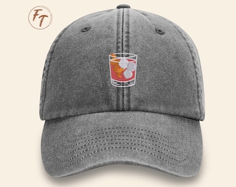 Gorra de cóctel Negroni bordada, gorra de béisbol vintage para amantes de las bebidas, divertida gorra de papá para camareros, gorra de verano para adultos, regalo para amantes de los cócteles.