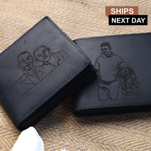 Carteras de cuero con foto personalizada, carteras con foto grabada personalizada para hombre, carteras con monograma para esposo, regalos para 80 cumpleaños