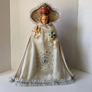 Vintage 1950s Infant Jesus of Prague Chalkware Statue - Made in Italy