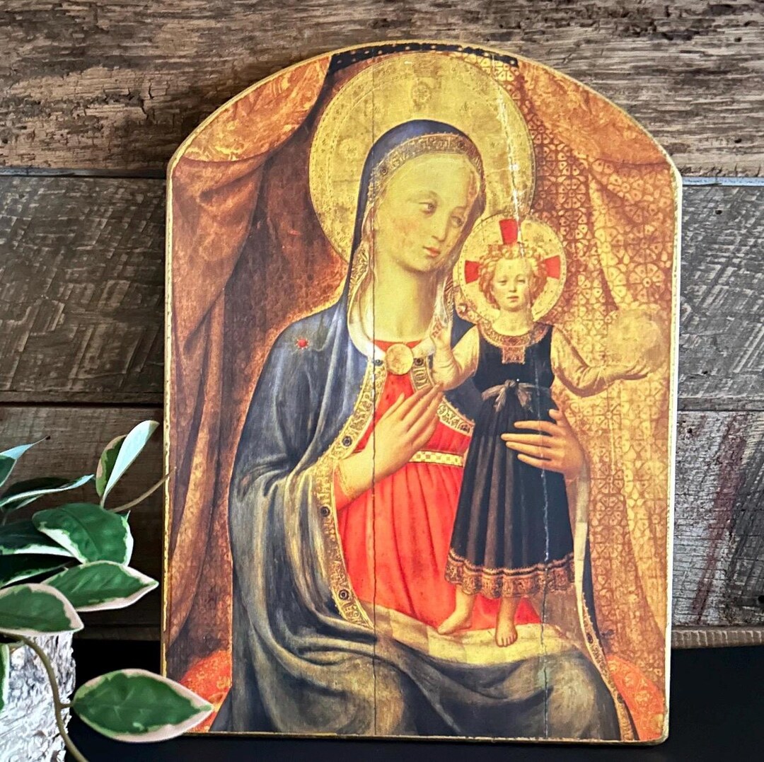 Vintage Florentine Madonna & Child Plaque – Italian Sacred Art on Wood ...