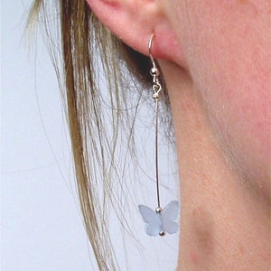 Butterfly earrings in frosted blue
