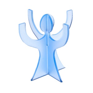 Angel ring holder in blue frosted acrylic