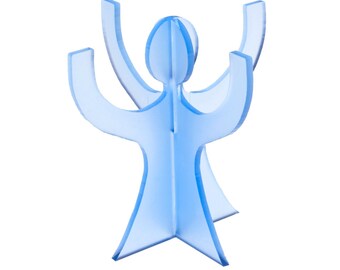 Angel ring holder in blue frosted acrylic