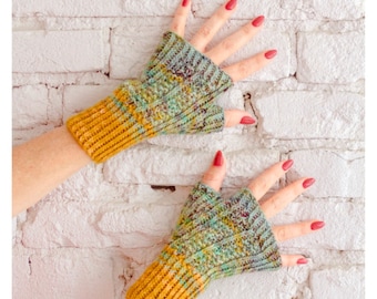 Gradient with a Twist Wrist Warmers Knitting Pattern