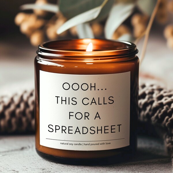 Funny Coworker Gift, Funny Spreadsheet Candle, Gift For Boyfriend, Girlfriend Gifts, Gift For Husband, Funny Candles, Friend Birthday Gift