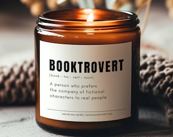 Booktrovert soy candle, Funny Book Lover Gift, Book Lover Candle, Christmas Gift For Her, Gift For Friend