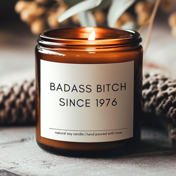 Funny 50th Birthday Gift, Badass Bitch Since 1976, Funny Birthday Candle, Sister Birthday Gift, 50 Birthday Gift For Friend, Gift For Her