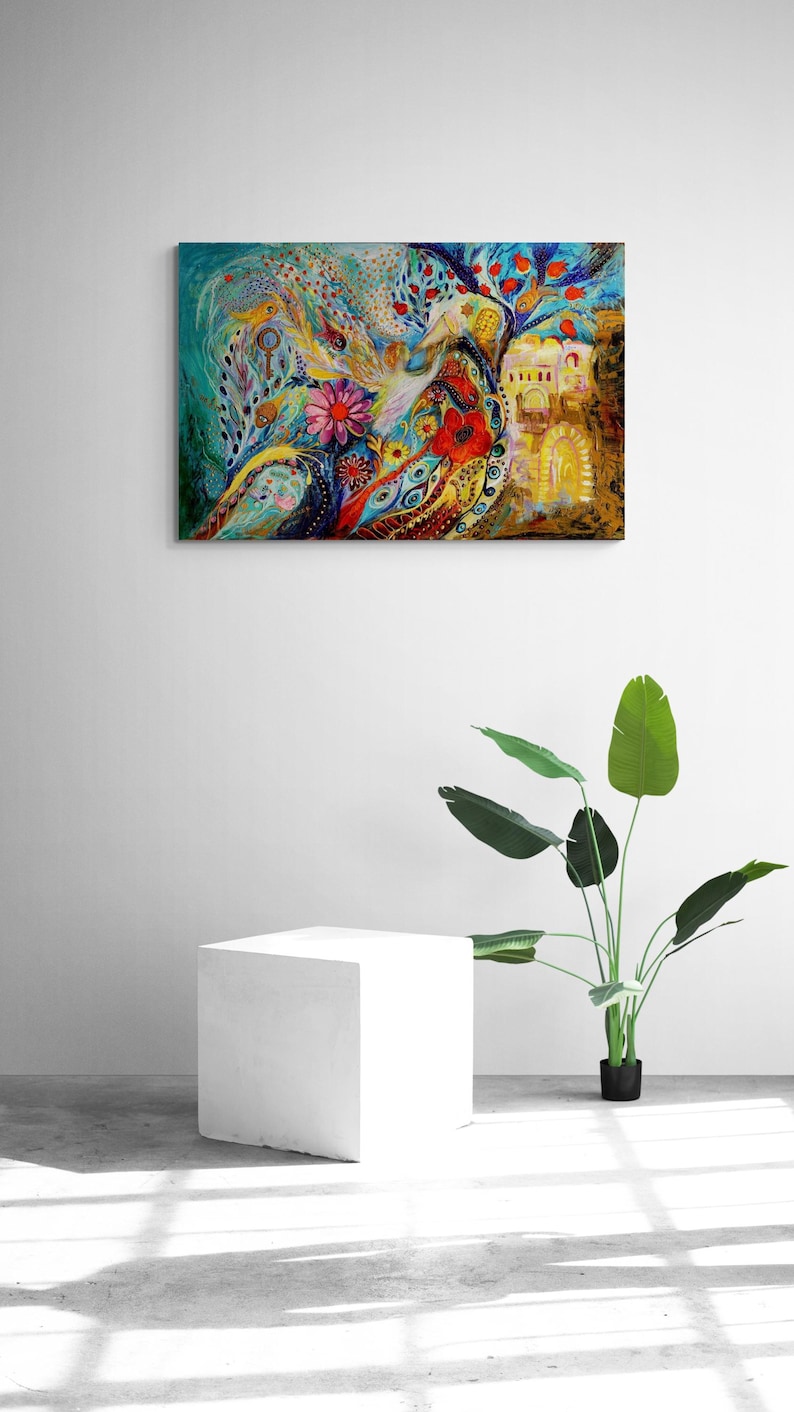 Original signed by artist Jewish art interior design canvas print Chagall art themes Home & Living Wall Decor Housewares Hangings image 8