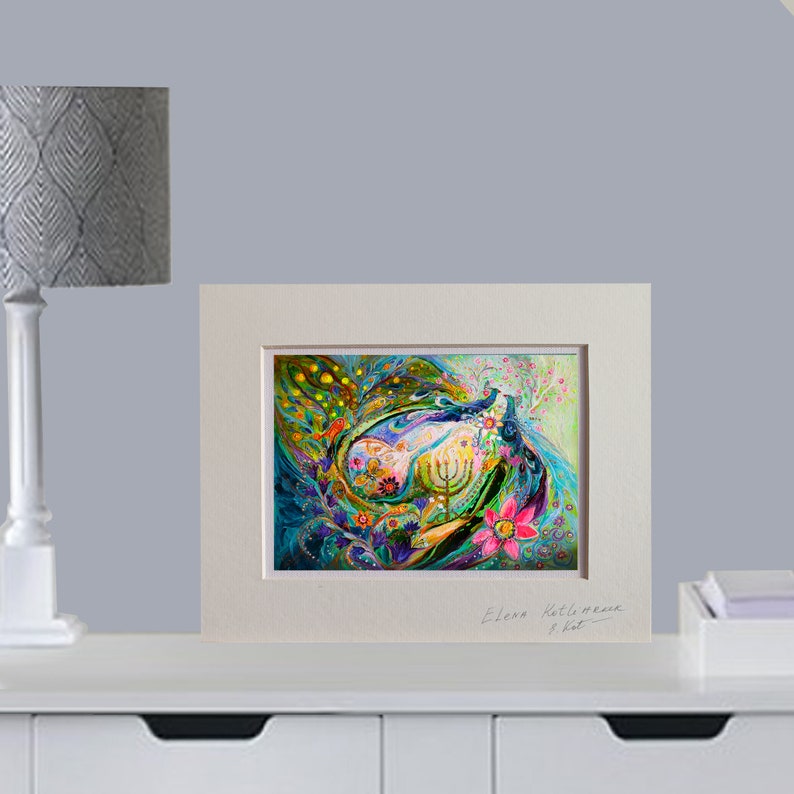 Original limited edition signed canvas print of my original painting with passe-partout. Interior design home decor gift from Israel image 2