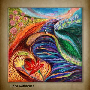 Original abstract expressionism metaphorical painting about the life and choices. Fine art from Israel