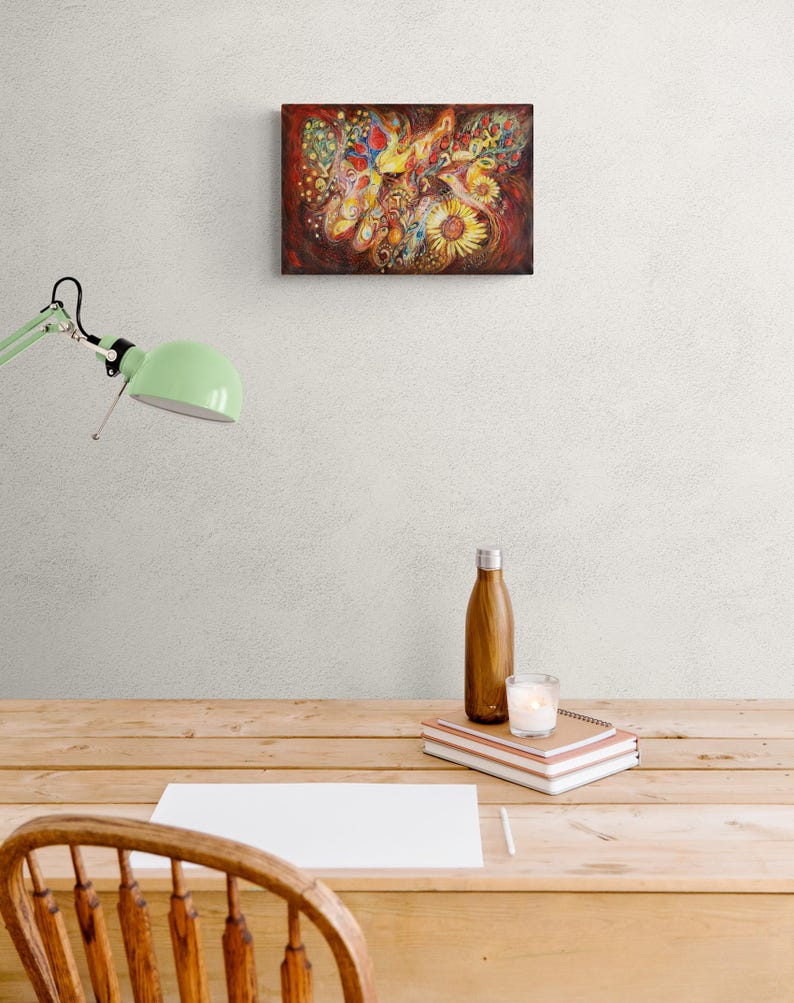 Eternal Letters - Original Spiritual Judaica Art Print, Ready to Hang 15x10x0.75 inches