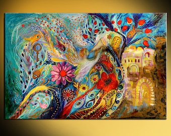 Original signed by artist Jewish art interior design canvas print Chagall art themes Home & Living Wall Decor Housewares Hangings