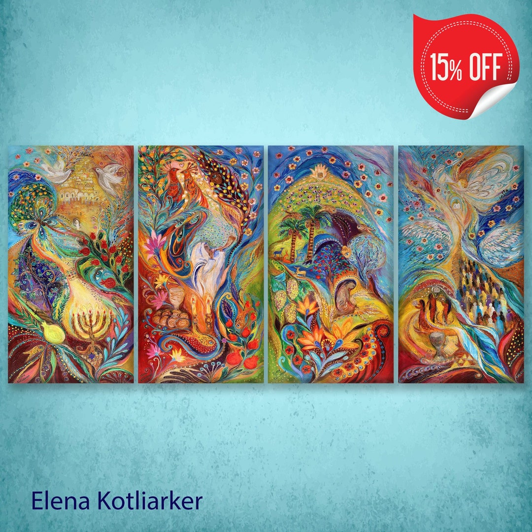 Original Modern Jewish Art Wall Decor Ready-to-hang Canvas Print ...