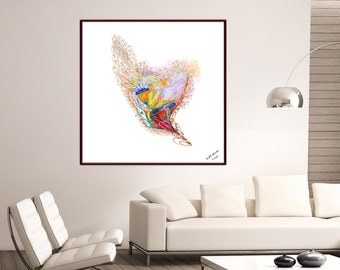 Arte caprichoso, decoración moderna para el hogar, apartamento, diseño en color blanco, arte de meditación, regalo para ella