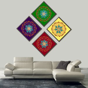 Arte su tela con mandala personalizzata / Motivi dipinti a mano / Sfondi personalizzati