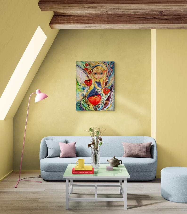 Zodiac Fairy Virgo - Original Astrology Wall Art. Limited series art print based on original painting of Israeli artist Elena Kotliarker 42x36 inches