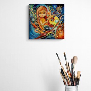 Little Mermaid Betsy Canvas Print, Fantasy Nursery Art, Elena Kotliarker 12x12x0.75 inches