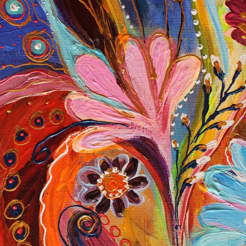 Jewish art original spiritual colorful painting with Kabbalah symbols, Menorah, Hebrew words and traditional Jewish attributes Art of Israel image 5