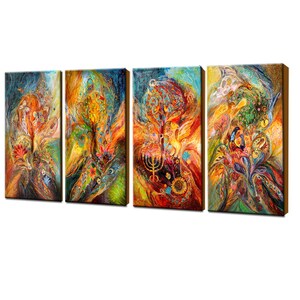 Zodiac Signs Canvas Print, Jewish Art Polyptych, Multi Panel Wall Decor
