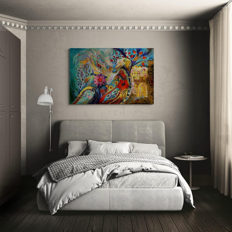 Original signed by artist Jewish art interior design canvas print Chagall art themes Home & Living Wall Decor Housewares Hangings image 3