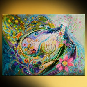 Original wall art interior design giclee canvas print from original painting Longing for Chagall Home Living print Wall hangings Jewish art