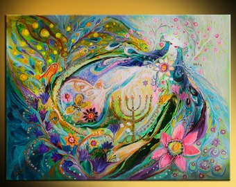 Original wall art interior design giclee canvas print from original painting Longing for Chagall Home Living print Wall hangings Jewish art