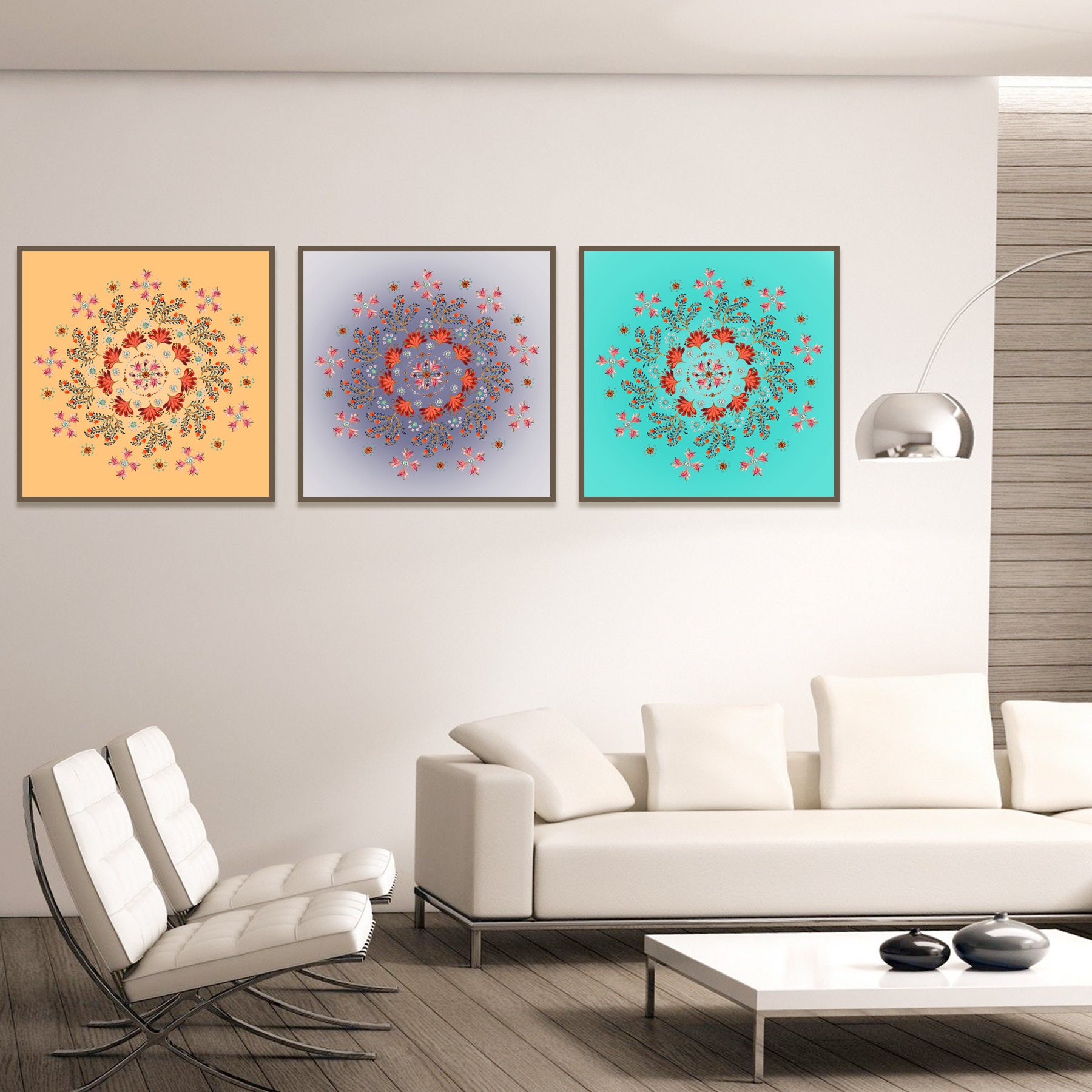 Captivating Ready-to-Hang Mandala Prints | Customizable Colors | Modern Art Decor