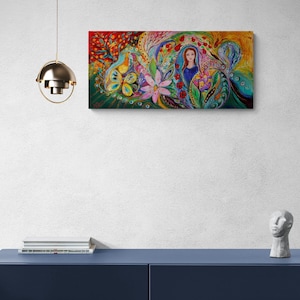 Jewish spiritual historical ready to hang original wall art interior design giclee canvas print housewares wall hangings modern Israeli art image 5