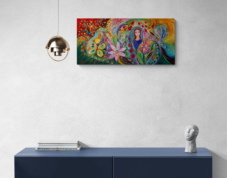 Jewish spiritual historical ready to hang original wall art interior design giclee canvas print housewares wall hangings modern Israeli art image 5