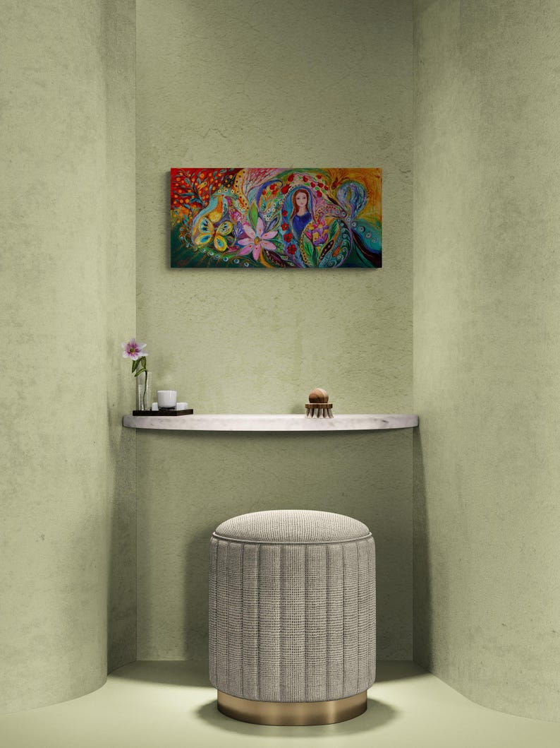 Jewish spiritual historical ready to hang original wall art interior design giclee canvas print housewares wall hangings modern Israeli art image 6