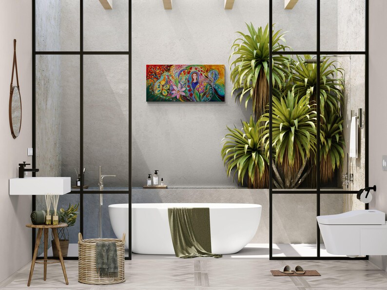 Jewish spiritual historical ready to hang original wall art interior design giclee canvas print housewares wall hangings modern Israeli art image 9