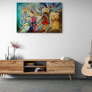 Original signed by artist Jewish art interior design canvas print Chagall art themes Home & Living Wall Decor Housewares Hangings image 5
