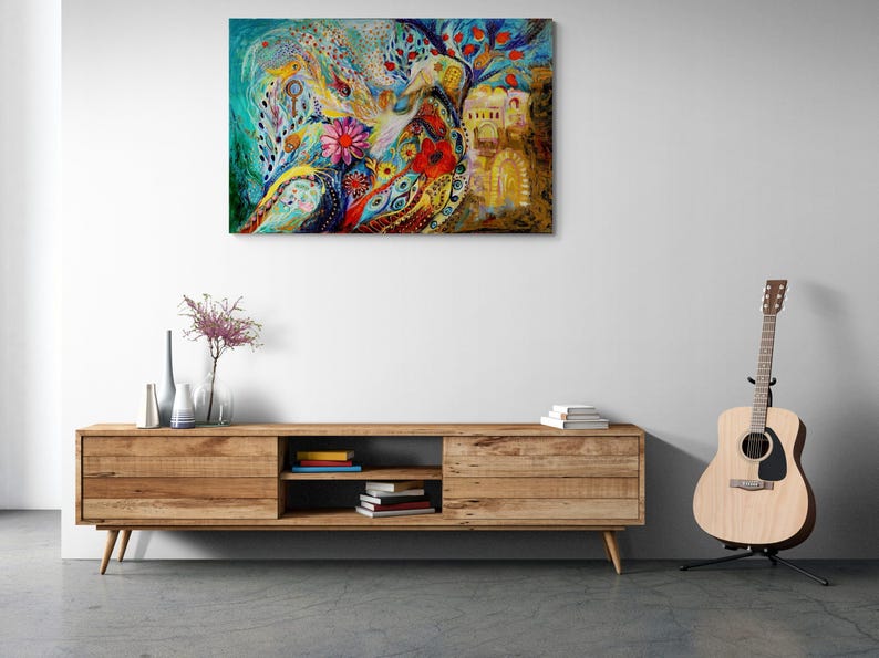Original signed by artist Jewish art interior design canvas print Chagall art themes Home & Living Wall Decor Housewares Hangings image 5