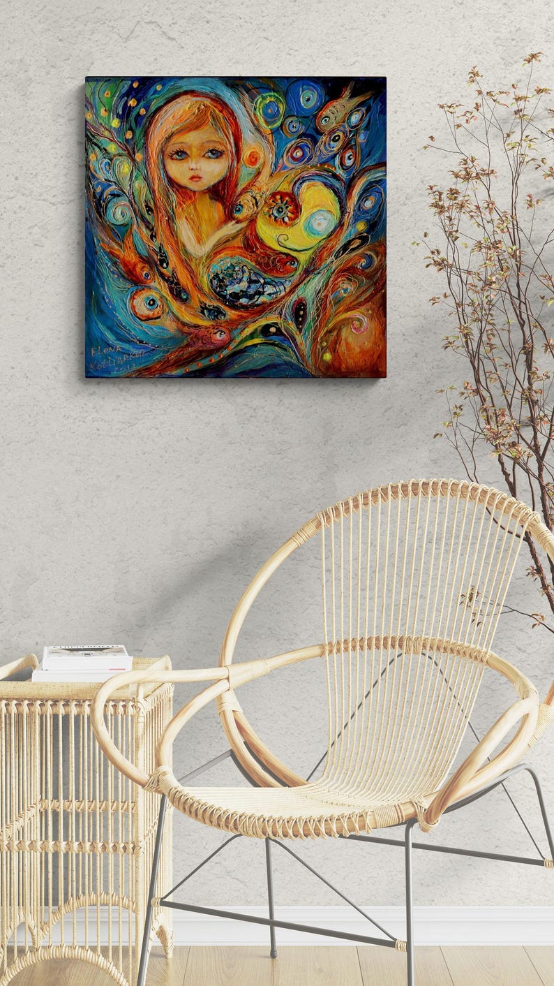 Little Mermaid Betsy Canvas Print, Fantasy Nursery Art, Elena Kotliarker 20x20x0.75 inches