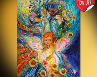 Whimsical Fairy Canvas Print | Colorful Large Wall Art | Enchanting Big-Eyed Pixie | Ideal for Fairy Tale Lovers