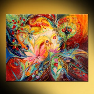 Limited edition Jewish art giclee canvas print with ancient zodiac signs Home & Living Decor huge wall hanging