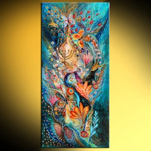 Original Jewish art interior design giclee canvas print &quot;The Light of Menorah&quot; Home & Living Wall Decor Houseware Hangings