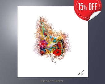 Wall art canvas print angels series. Whimsical art modern home decor apartment white color design meditation art gift for her