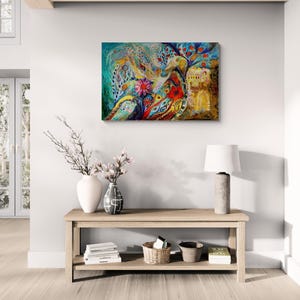 Original signed by artist Jewish art interior design canvas print Chagall art themes Home & Living Wall Decor Housewares Hangings 42x28 inches