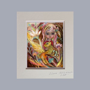Segno zodiacale Leone. Stampa su tela originale in edizione limitata firmata del mio dipinto originale in cornice passe-partout, regalo di un artista israeliano.