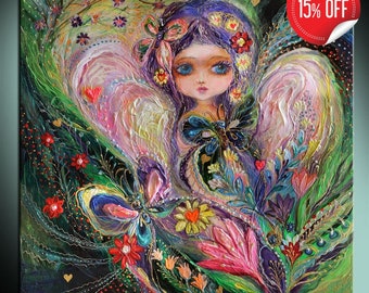 Adorn your nursery with enchanting canvas print of 'Little fairy' series, depicting a big-eyed girl - an original fairy fantasy artwork