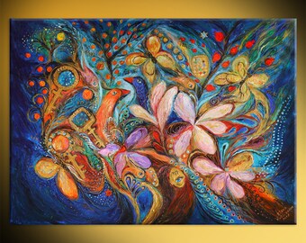 Original Jewish art signed by artist canvas print Chagall style themes Home & Living Wall Decor Housewares hangings