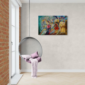 Original signed by artist Jewish art interior design canvas print Chagall art themes Home & Living Wall Decor Housewares Hangings image 4