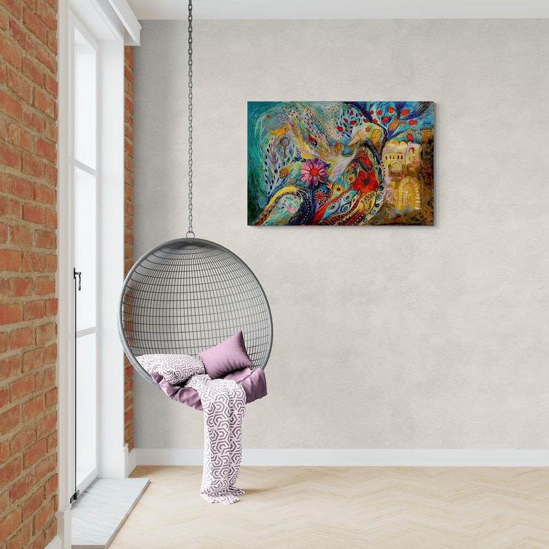 Original signed by artist Jewish art interior design canvas print Chagall art themes Home & Living Wall Decor Housewares Hangings image 4
