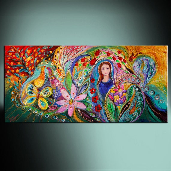 Jewish spiritual historical ready to hang original wall art interior design giclee canvas print housewares wall hangings modern Israeli art