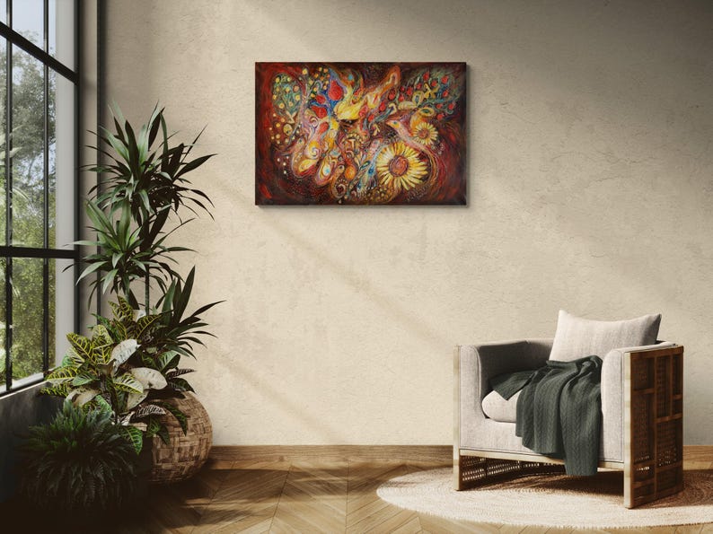 Eternal Letters - Original Spiritual Judaica Art Print, Ready to Hang 40x27x1.5 inches