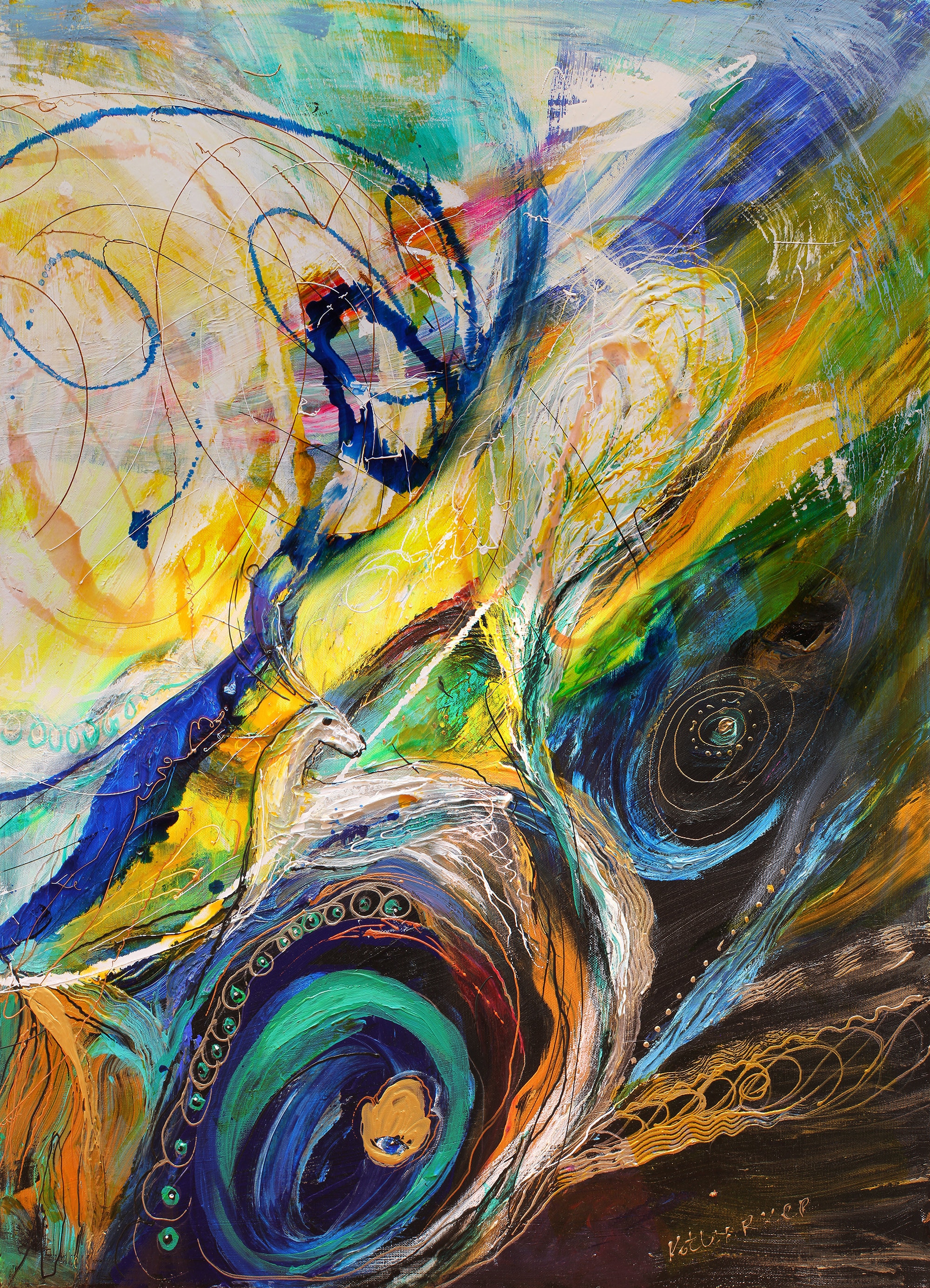 モダンシンボリズム抽象絵画現代美術アクリルキャンバス二連画右パネル