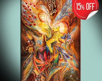 The Three Keys Keeper - Spiritual Mythical Guardian Art Print on Canvas. Ready to Hang