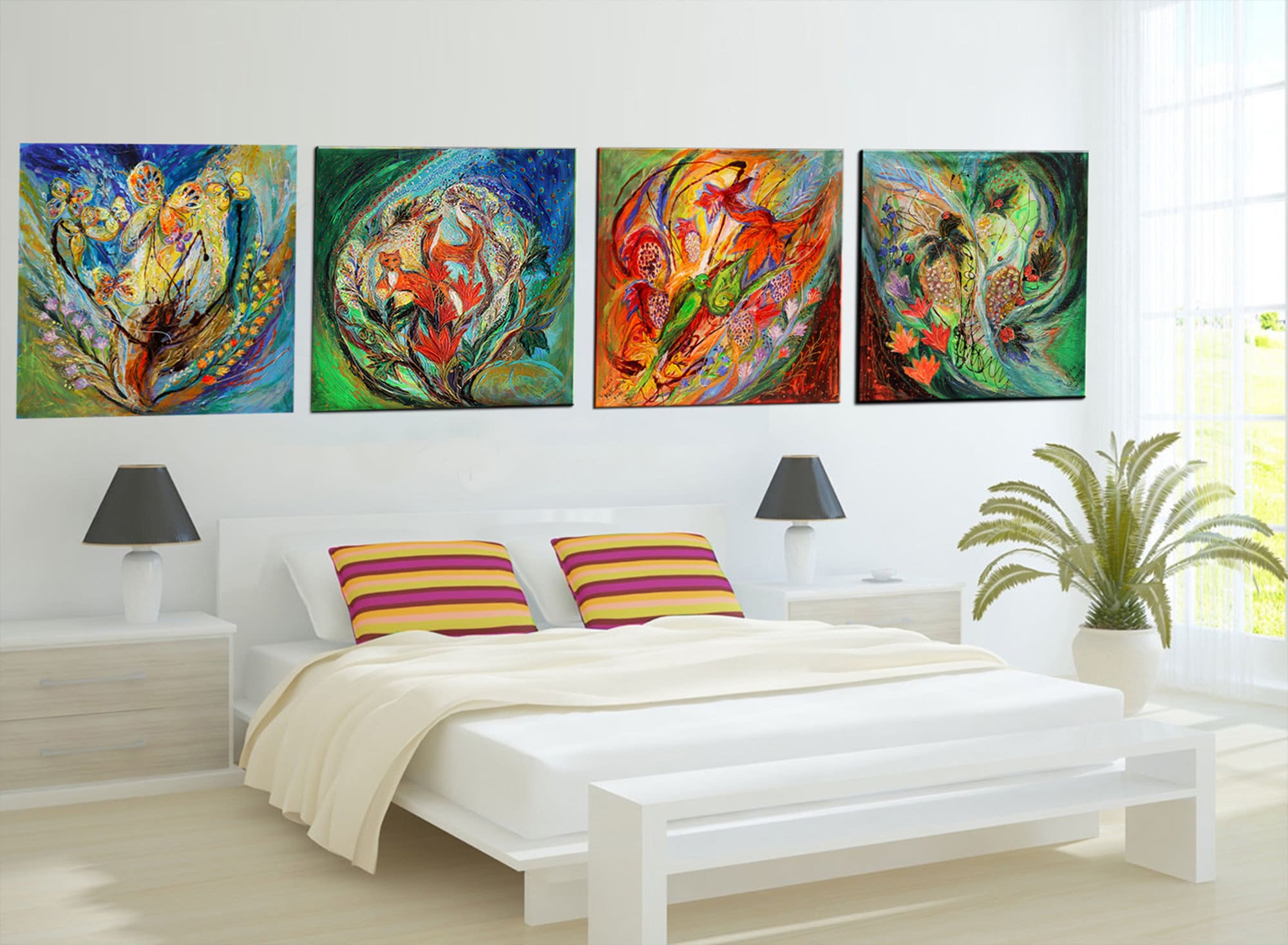 Original Canvas Painting Four Seasons of Vine Modern Art | Etsy