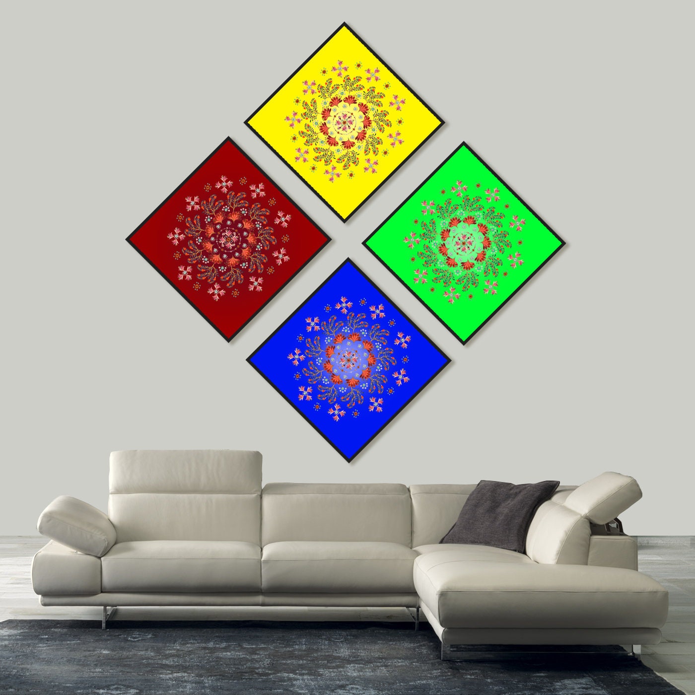 Wall art canvas print mandala flowering series. Circle pattern | Etsy